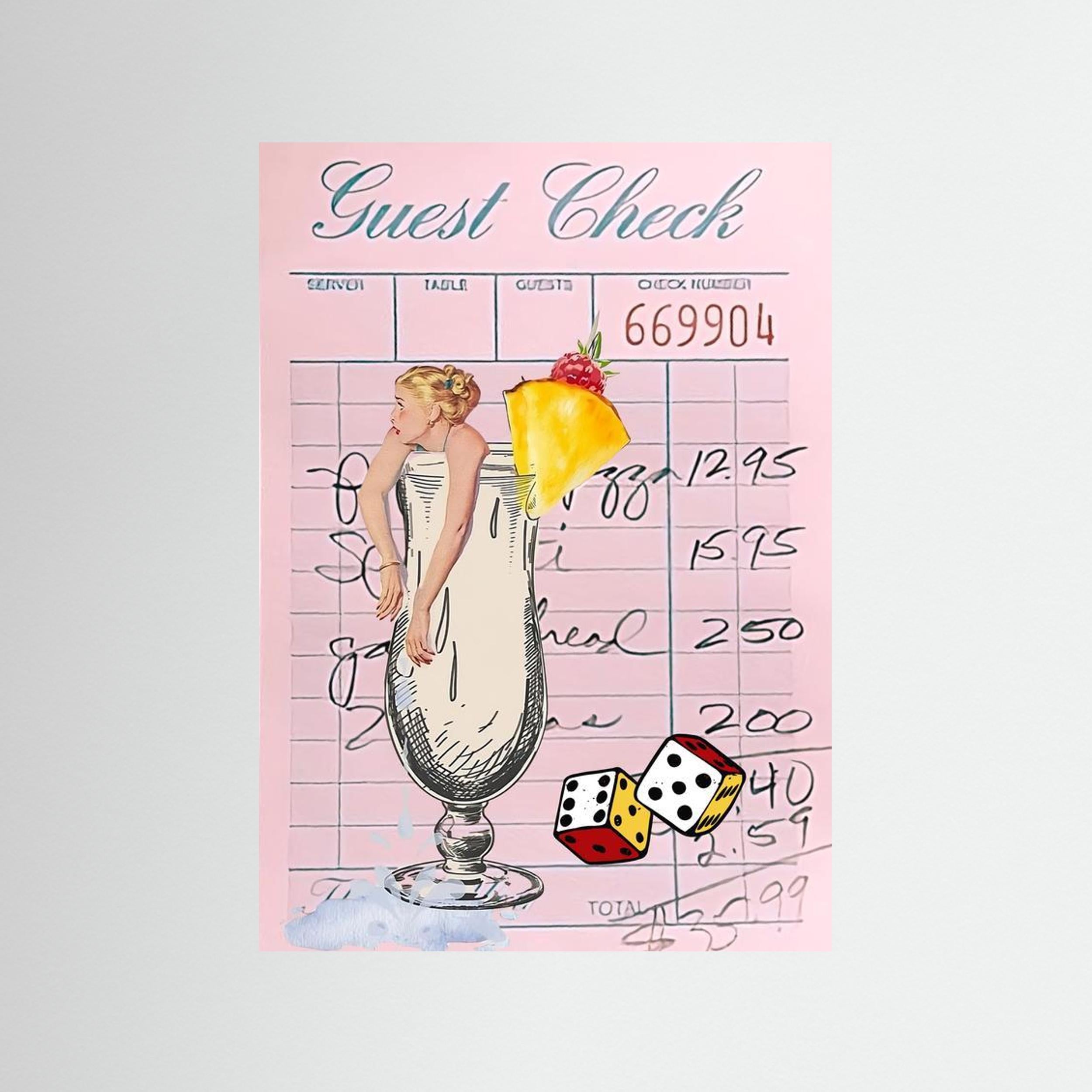 “Guest Check” Pink Cocktail Collage