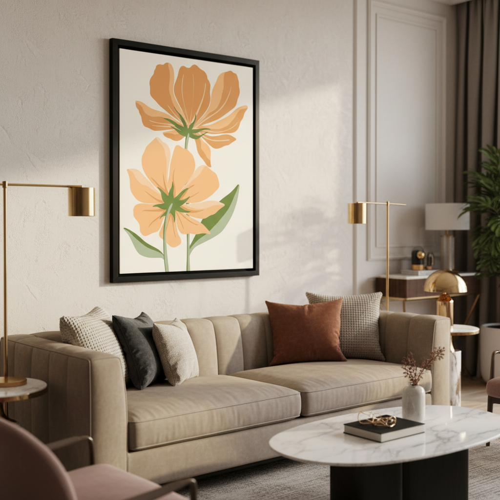 Peach Petals – Framed Canvas Wall Art