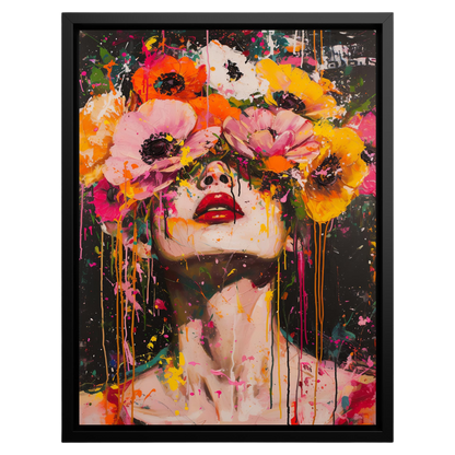 Vibrant Visage | Floral Fantasy Framed Wall Canvas