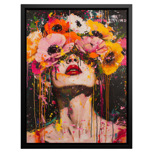 Vibrant Visage | Floral Fantasy Framed Wall Canvas