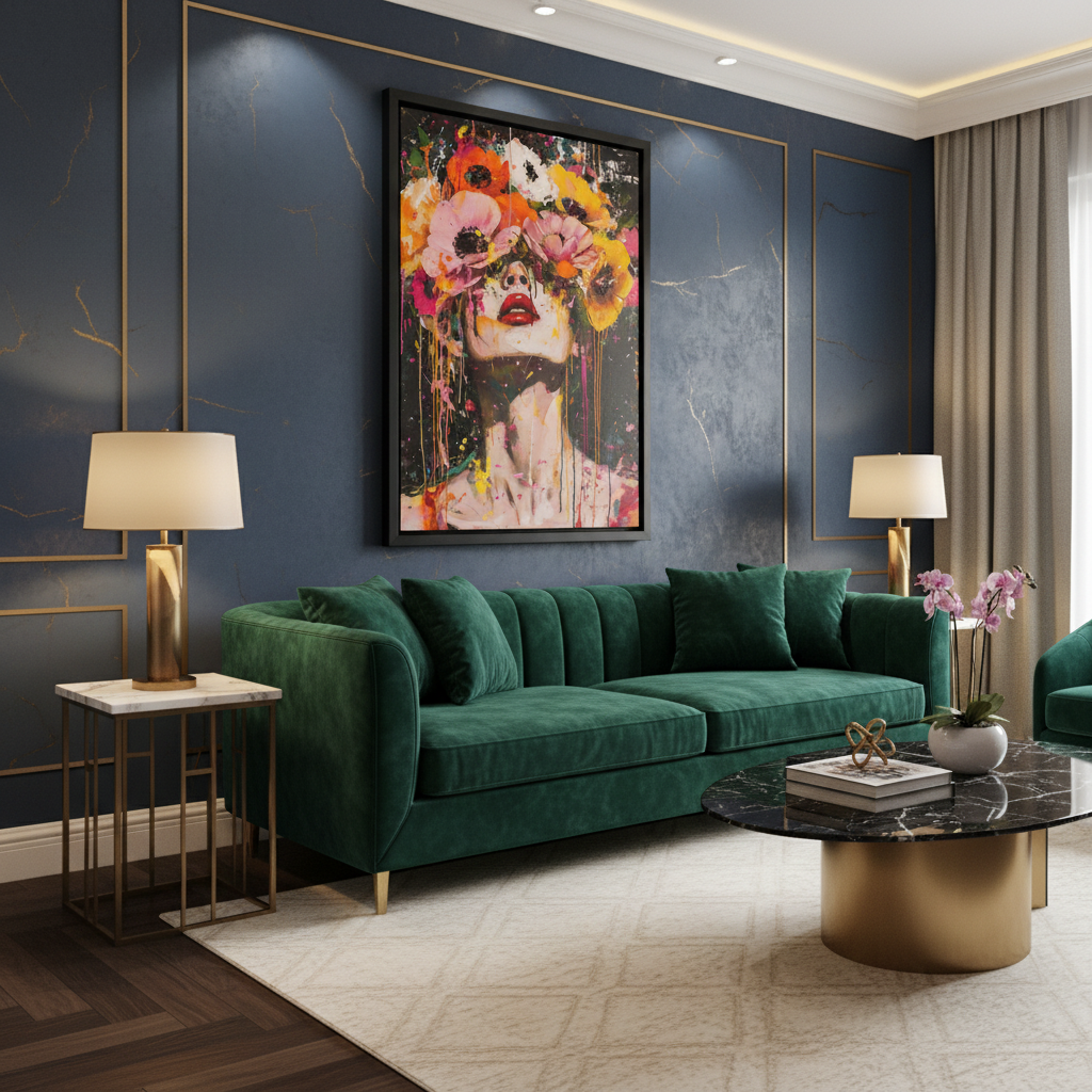 Vibrant Visage | Floral Fantasy Framed Wall Canvas