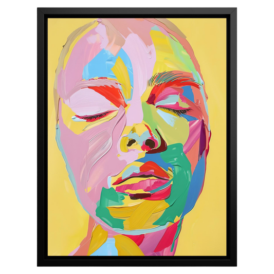Vivid Reverie | Bold Color-Flooded Portrait Framed Wall Canvas