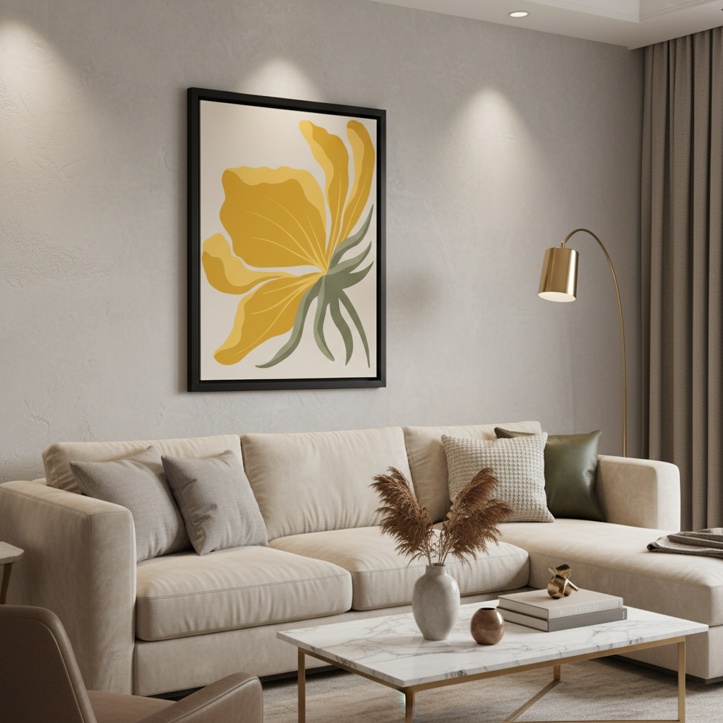 Golden Bloom – Framed Canvas Wall Art
