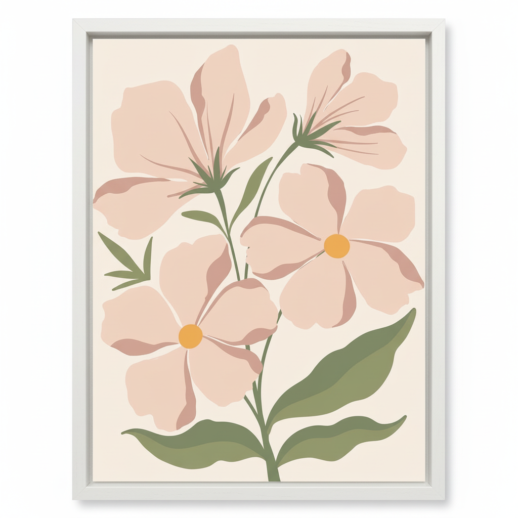 Soft Petal Dance – Framed Canvas Wall Art