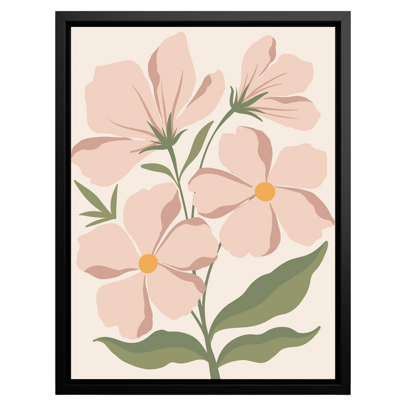Soft Petal Dance – Framed Canvas Wall Art