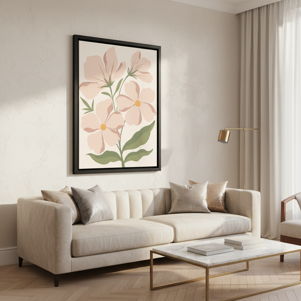 Soft Petal Dance – Framed Canvas Wall Art
