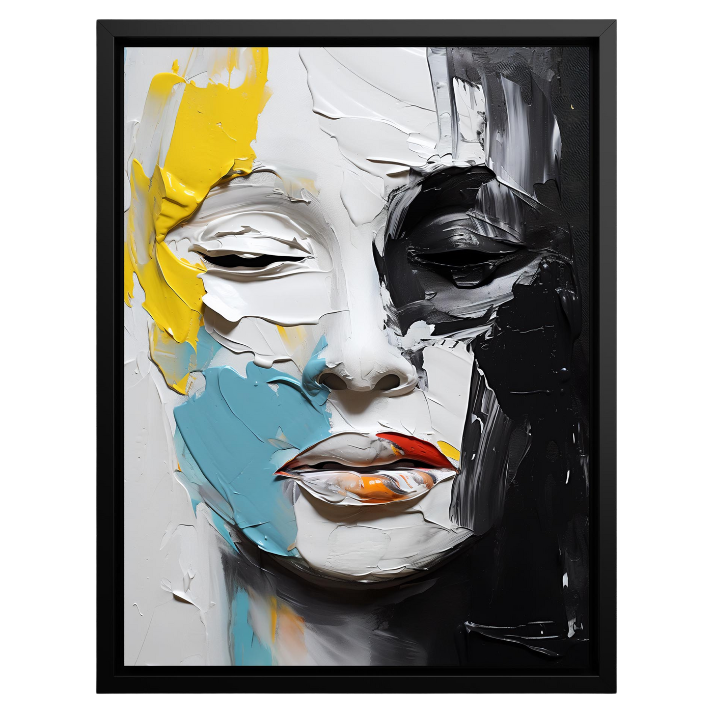 Duality Unveiled | Fierce Colour Clash Portrait Framed Wall Canvas