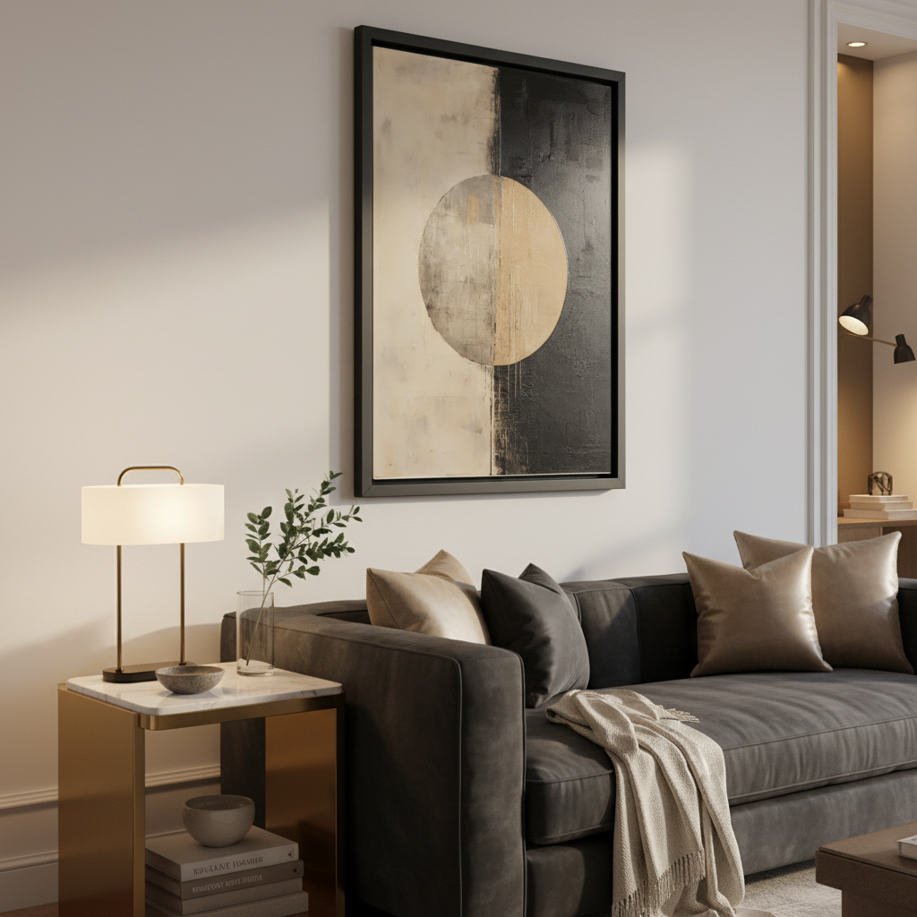 Cosmic Balance: Modern Canvas Framed Wall Art