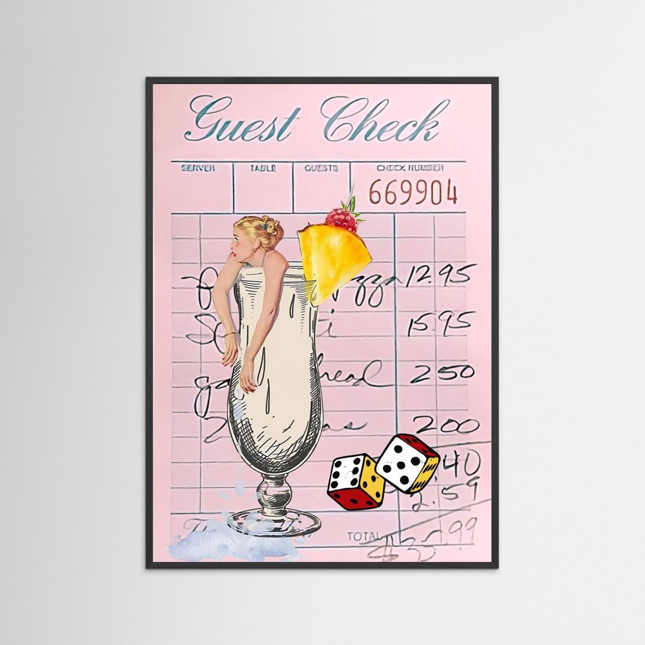 “Guest Check” Pink Cocktail Collage