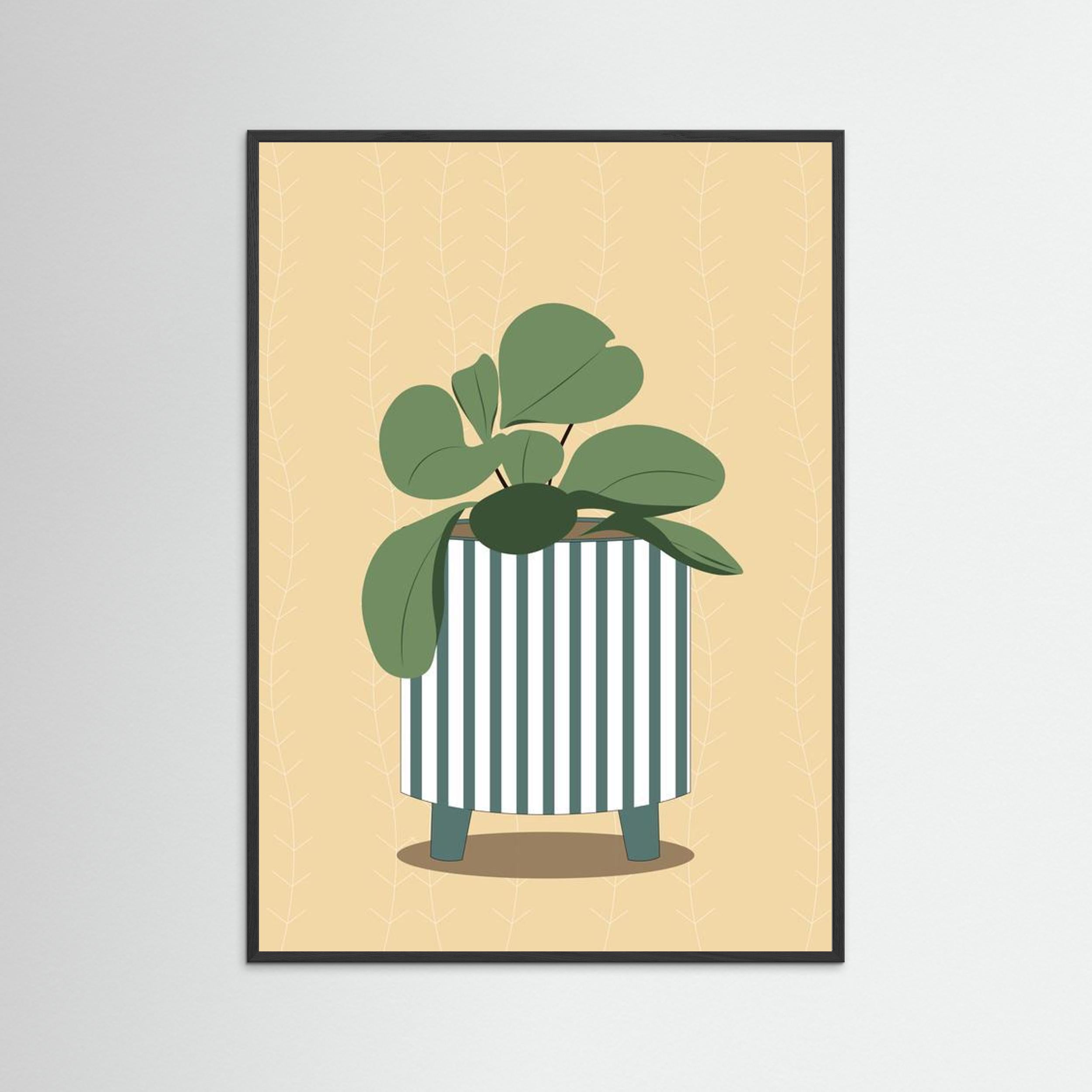 Striped Plant Pot Illustration