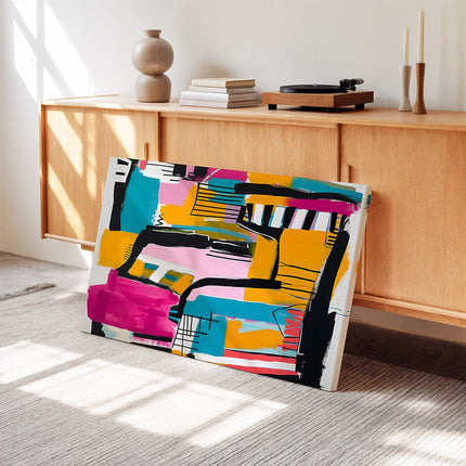 Neon Pop Abstract Brushstroke Canvas