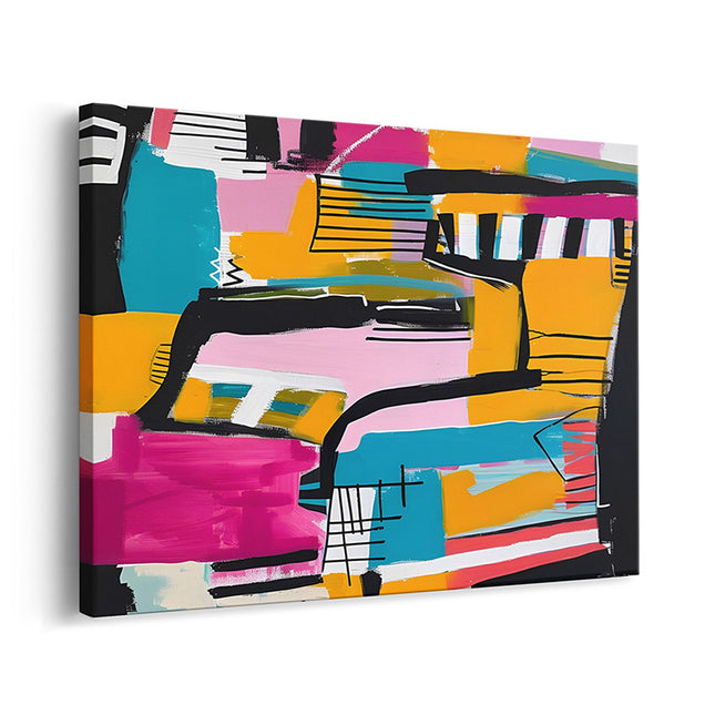 Neon Pop Abstract Brushstroke Canvas