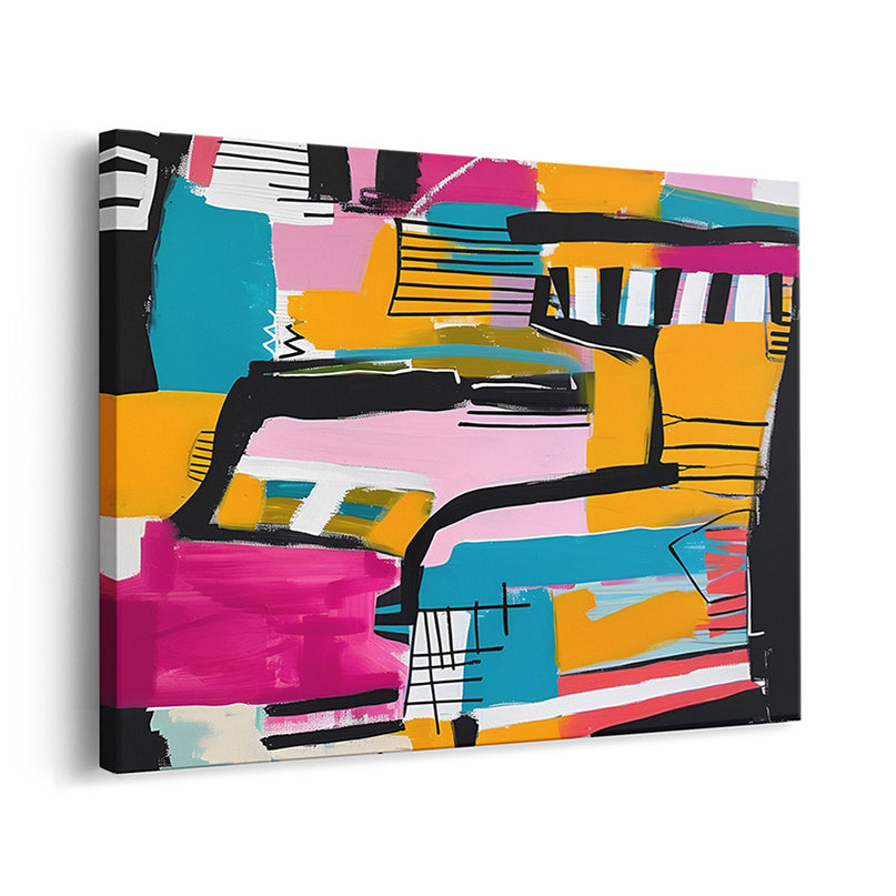 Neon Pop Abstract Brushstroke Canvas