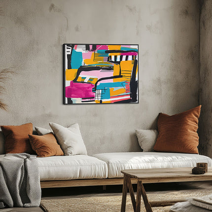 Neon Pop Abstract Brushstroke Canvas