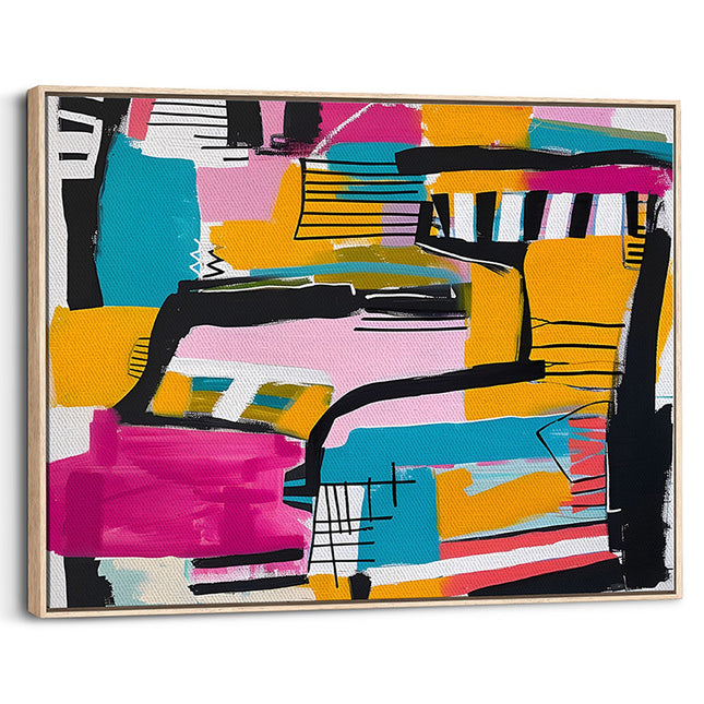 Neon Pop Abstract Brushstroke Canvas