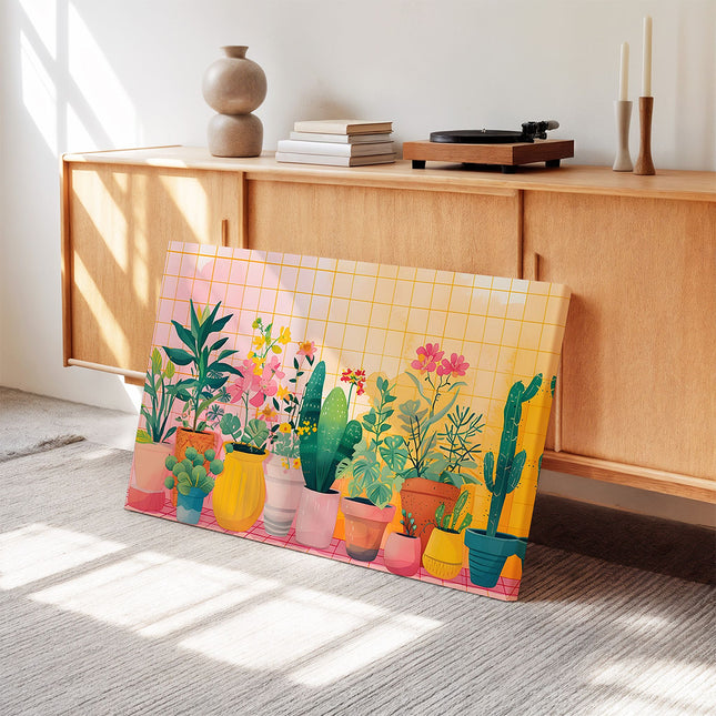 Sunny Cactus & Bloom Garden Canvas