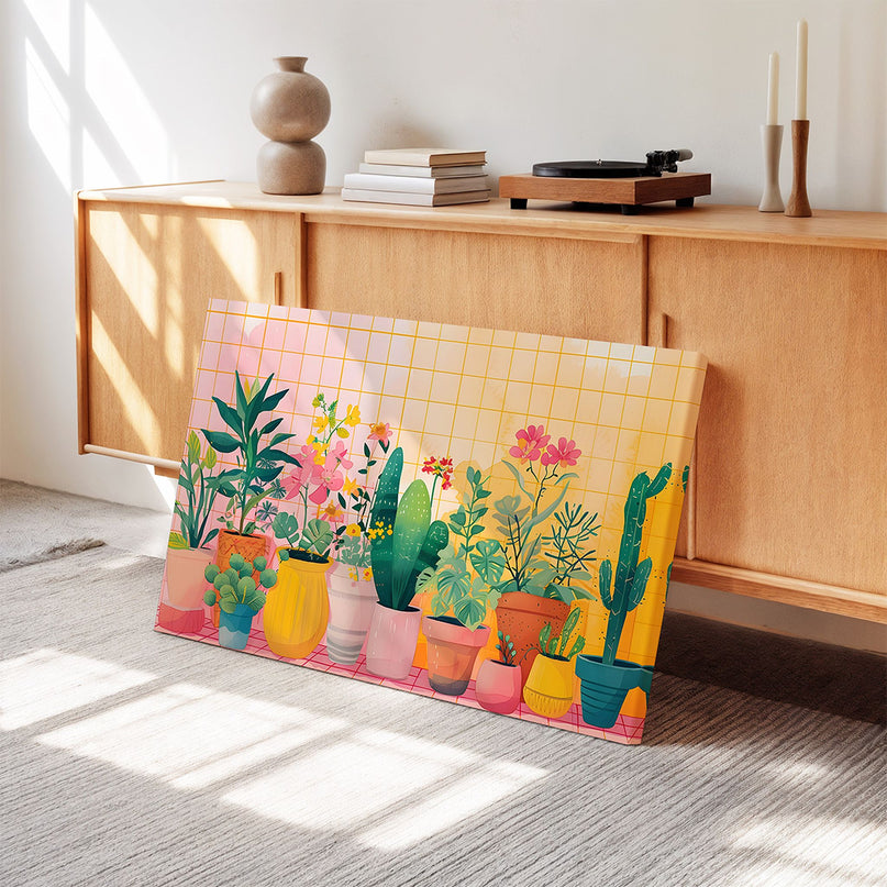 Sunny Cactus & Bloom Garden Canvas