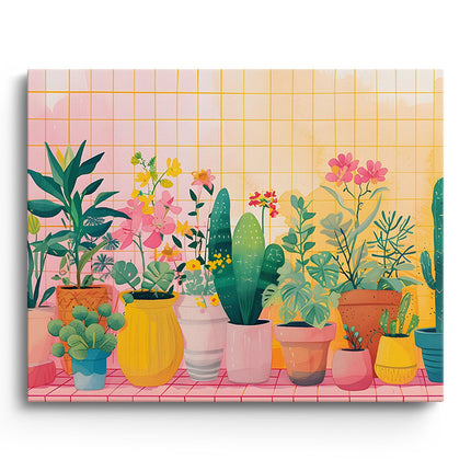 Sunny Cactus & Bloom Garden Canvas
