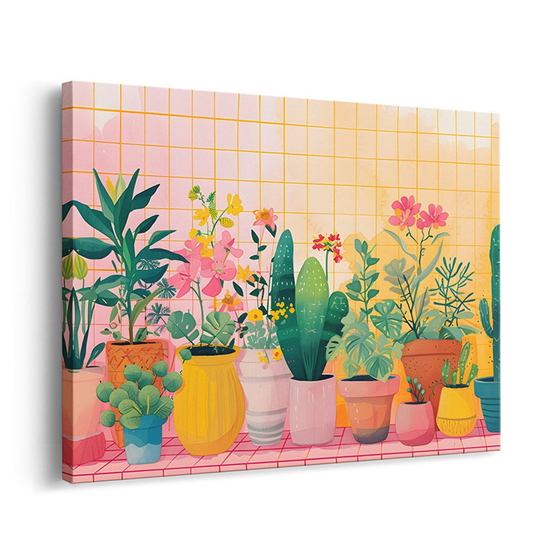 Sunny Cactus & Bloom Garden Canvas