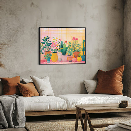 Sunny Cactus & Bloom Garden Canvas