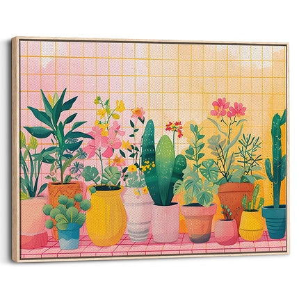 Sunny Cactus & Bloom Garden Canvas