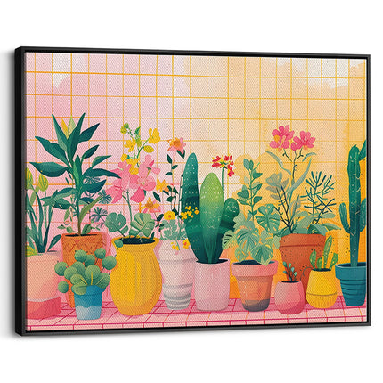 Sunny Cactus & Bloom Garden Canvas