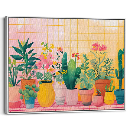 Sunny Cactus & Bloom Garden Canvas