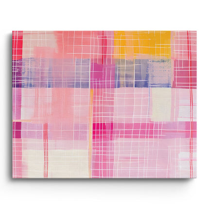 Pink Grid Pastel Modern Abstract Canvas