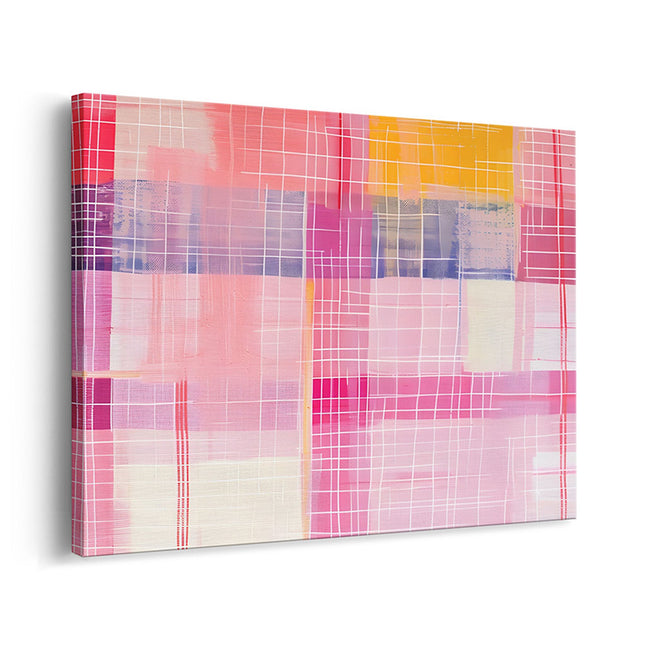 Pink Grid Pastel Modern Abstract Canvas