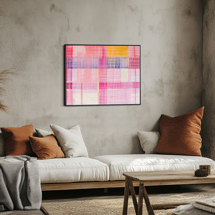 Pink Grid Pastel Modern Abstract Canvas