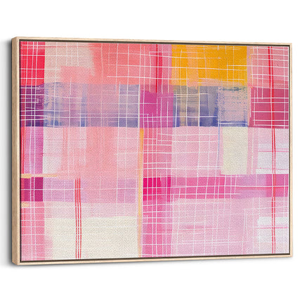 Pink Grid Pastel Modern Abstract Canvas