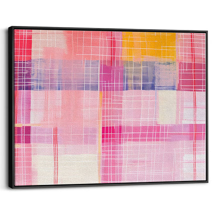 Pink Grid Pastel Modern Abstract Canvas