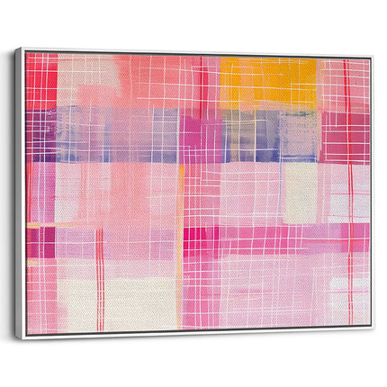 Pink Grid Pastel Modern Abstract Canvas