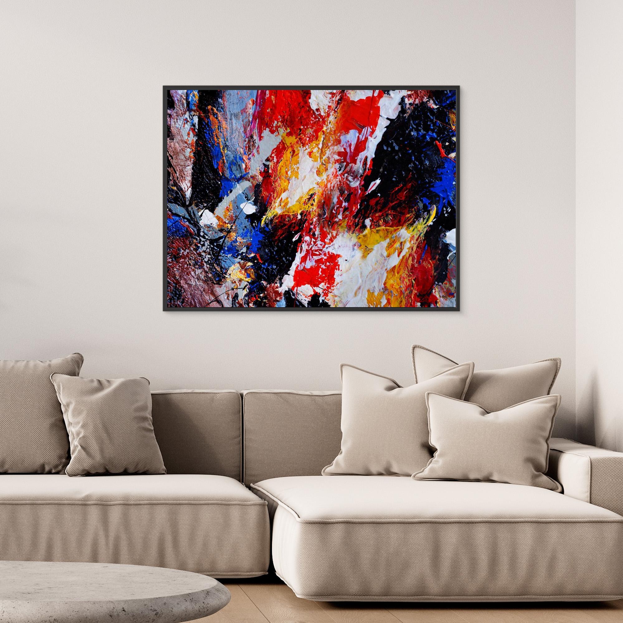 Passionate Fury | Bold Abstract Expressionism Framed Canvas