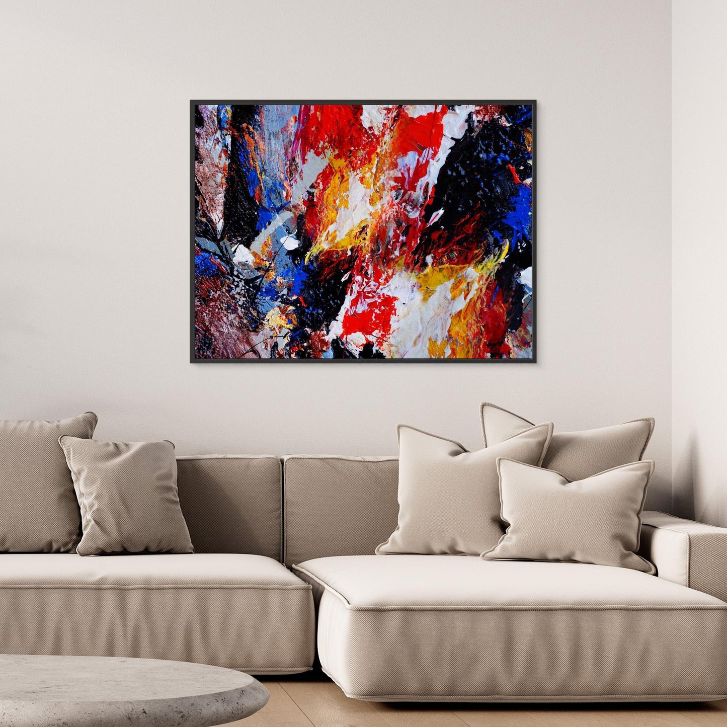Passionate Fury | Bold Abstract Expressionism Framed Canvas
