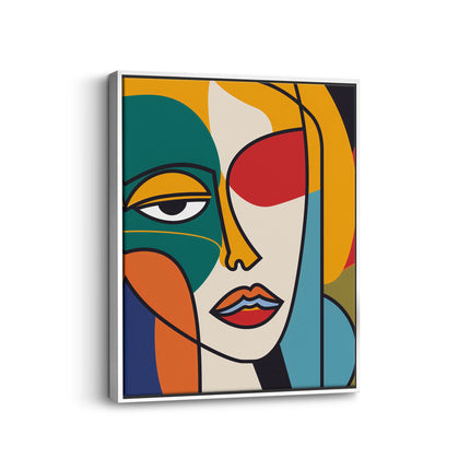 "Vivid Muse" – Abstract Cubist Woman Canvas