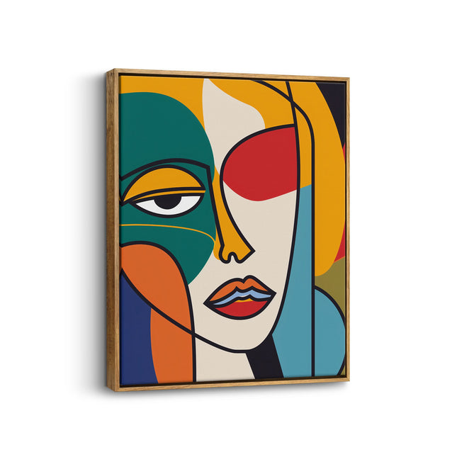 "Vivid Muse" – Abstract Cubist Woman Canvas
