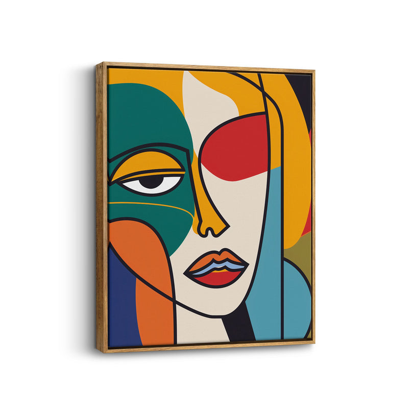 "Vivid Muse" – Abstract Cubist Woman Canvas