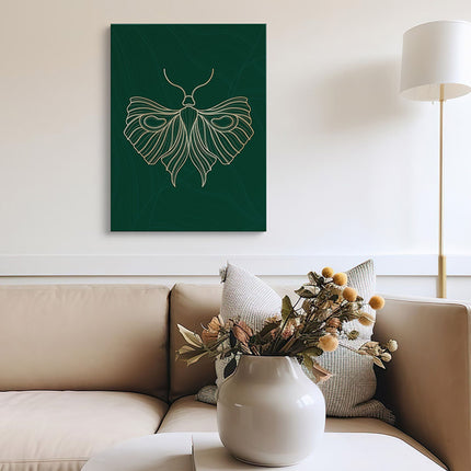 “Luna Moth” – Emerald Line Art Canvas