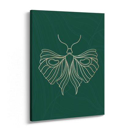 “Luna Moth” – Emerald Line Art Canvas