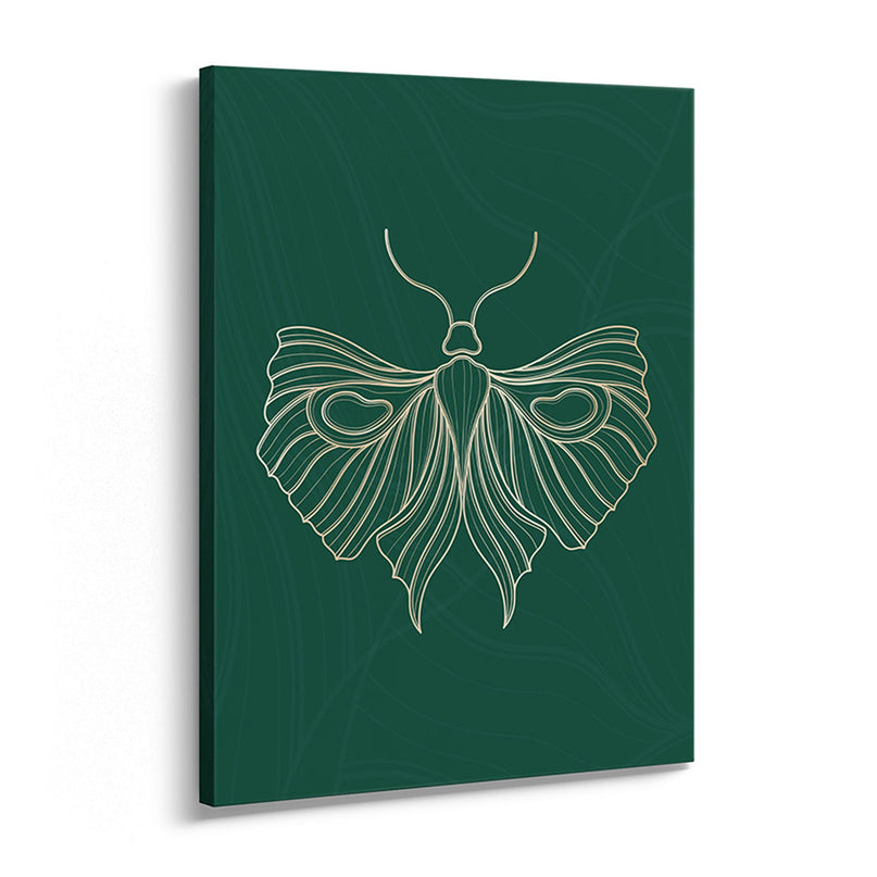 “Luna Moth” – Emerald Line Art Canvas
