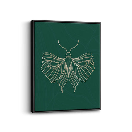 “Luna Moth” – Emerald Line Art Canvas