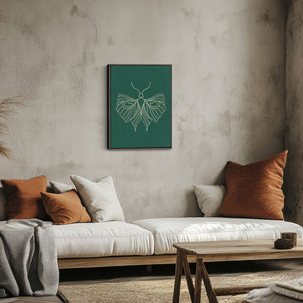 “Luna Moth” – Emerald Line Art Canvas