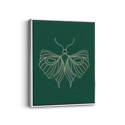“Luna Moth” – Emerald Line Art Canvas