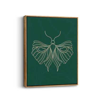 “Luna Moth” – Emerald Line Art Canvas