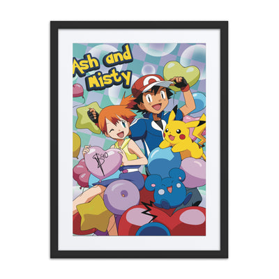 Ash and Misty Pokémon Dynamic Duo framed poster wall art