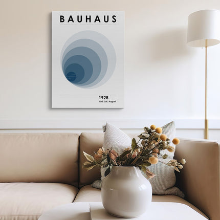 Bauhaus Blue Arc Canvas Art Frame