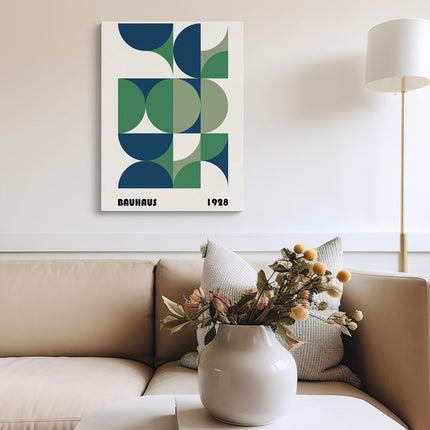 Bauhaus Green Geometric Canvas