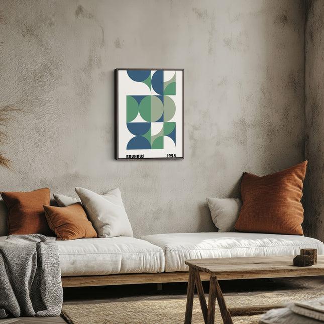 Bauhaus Green Geometric Canvas