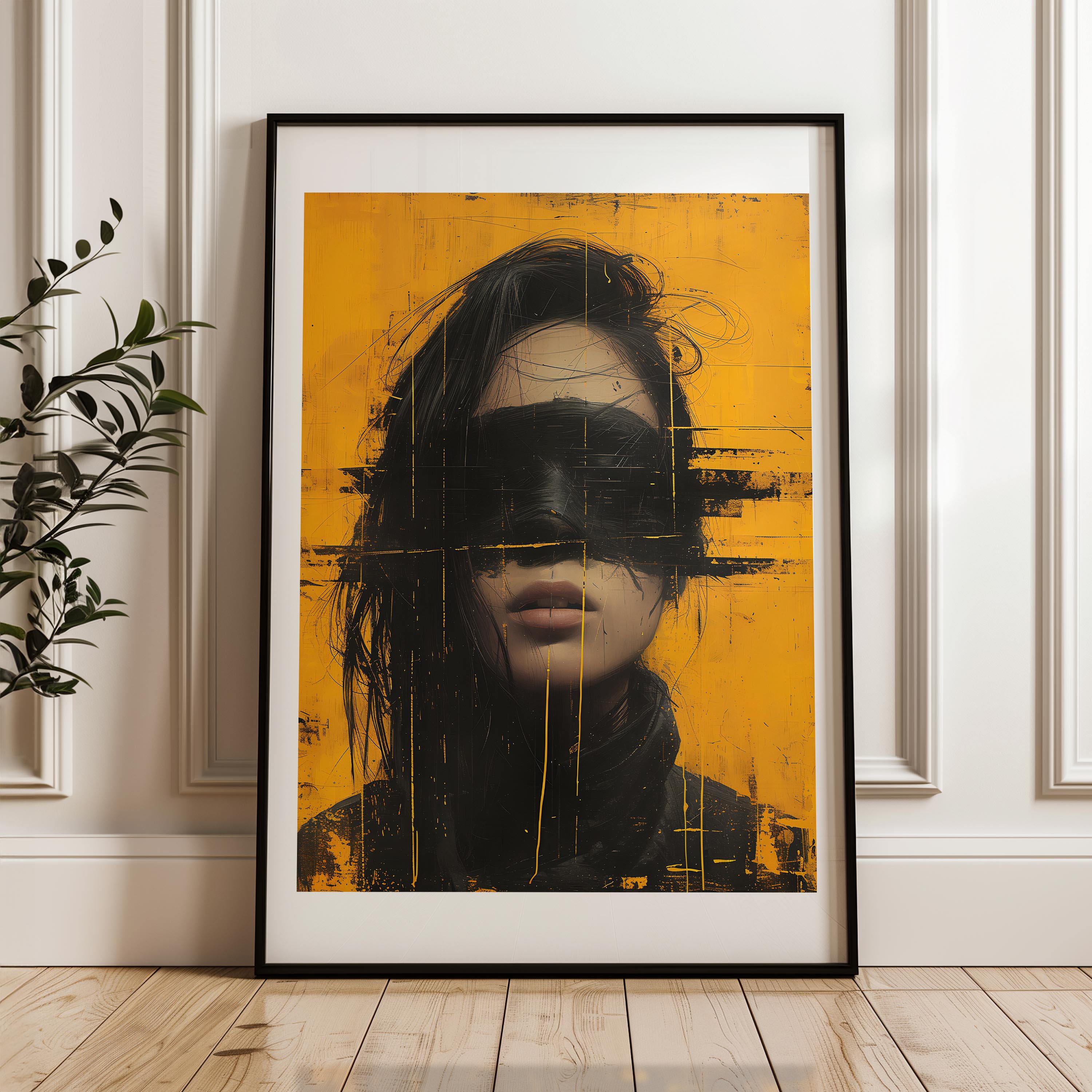 Bold brushstroke poster for modern living room decor